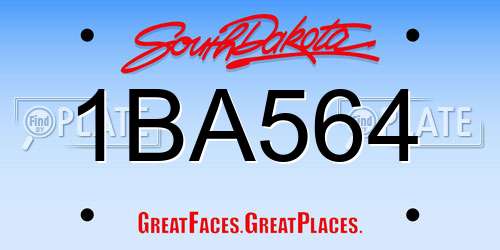 1BA564 South Dakota License Plate
