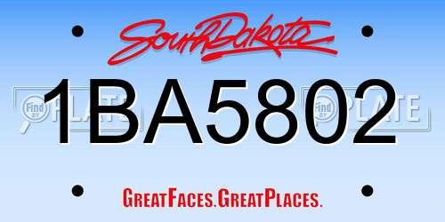 1BA5802 South Dakota License Plate