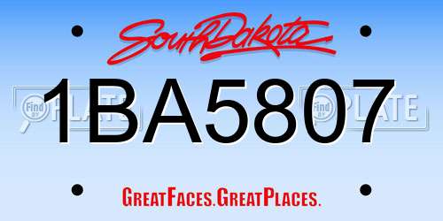 1BA5807 South Dakota License Plate
