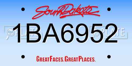 1BA6952 South Dakota License Plate