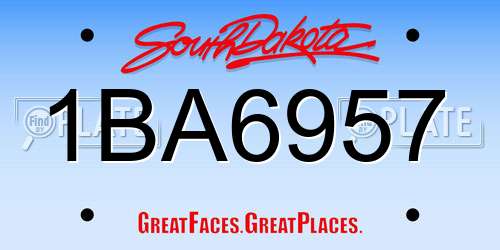 1BA6957 South Dakota License Plate