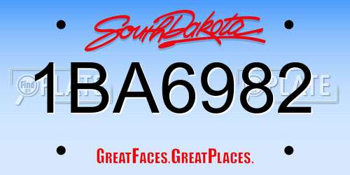 1BA6982 South Dakota License Plate