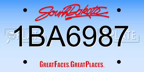 1BA6987 South Dakota License Plate