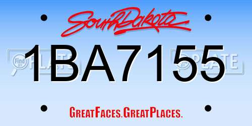 1BA7155 South Dakota License Plate