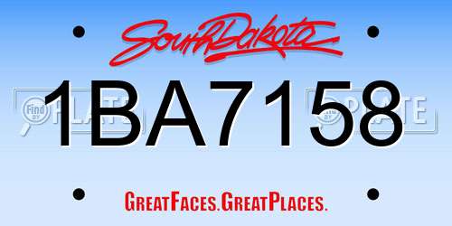 1BA7158 South Dakota License Plate