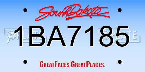 1BA7185 South Dakota License Plate