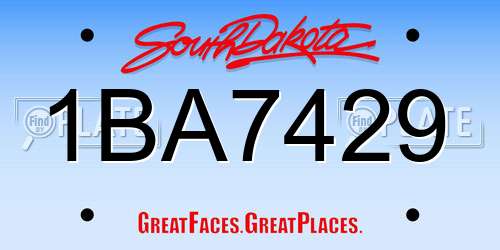 1BA7429 South Dakota License Plate