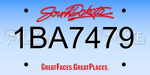 1BA7479 South Dakota License Plate