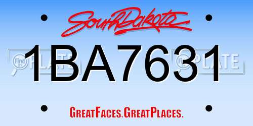 1BA7631 South Dakota License Plate