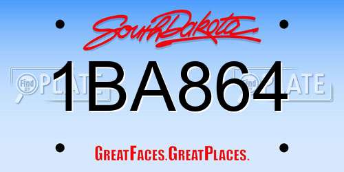 1BA864 South Dakota License Plate