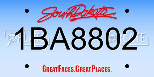 1BA8802 South Dakota License Plate