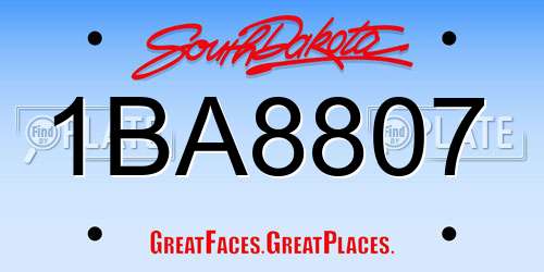 1BA8807 South Dakota License Plate
