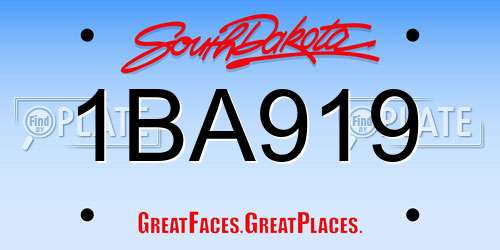 1BA919 South Dakota License Plate