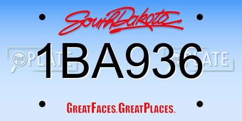 1BA936 South Dakota License Plate