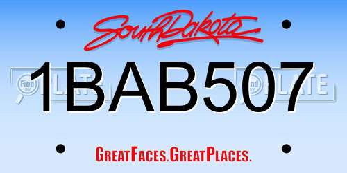 1BAB507 South Dakota License Plate