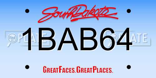 1BAB64 South Dakota License Plate