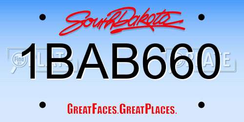 1BAB660 South Dakota License Plate