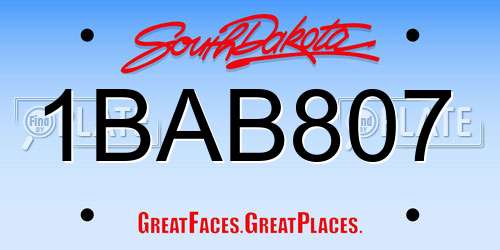 1BAB807 South Dakota License Plate