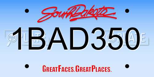 1BAD350 South Dakota License Plate