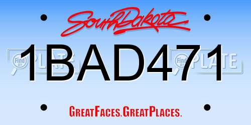 1BAD471 South Dakota License Plate