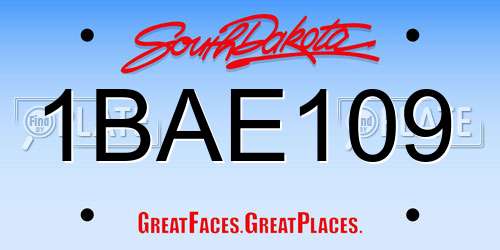 1BAE109 South Dakota License Plate