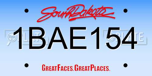 1BAE154 South Dakota License Plate