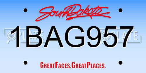 1BAG957 South Dakota License Plate