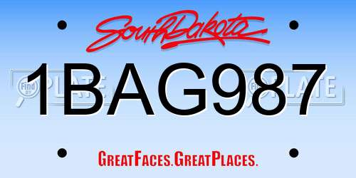 1BAG987 South Dakota License Plate
