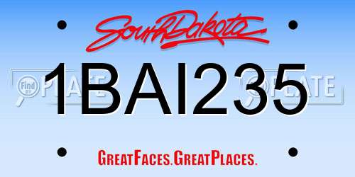 1BAI235 South Dakota License Plate