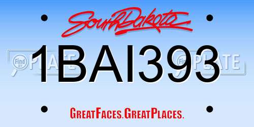 1BAI393 South Dakota License Plate
