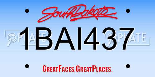 1BAI437 South Dakota License Plate