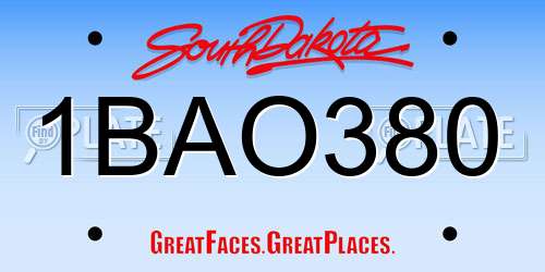 1BAO380 South Dakota License Plate