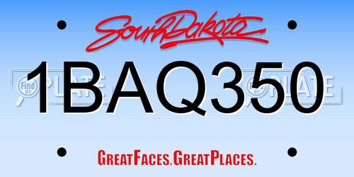 1BAQ350 South Dakota License Plate