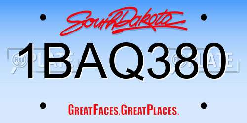 1BAQ380 South Dakota License Plate