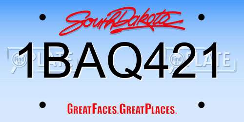 1BAQ421 South Dakota License Plate