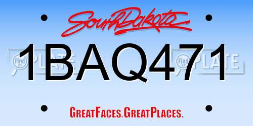 1BAQ471 South Dakota License Plate