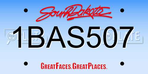 1BAS507 South Dakota License Plate