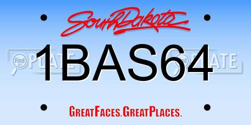 1BAS64 South Dakota License Plate