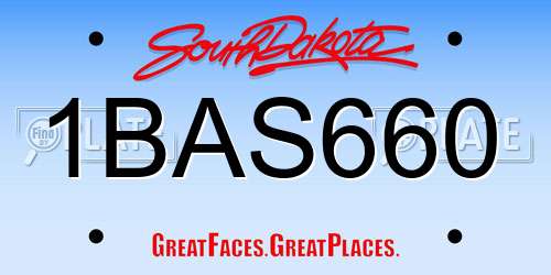 1BAS660 South Dakota License Plate