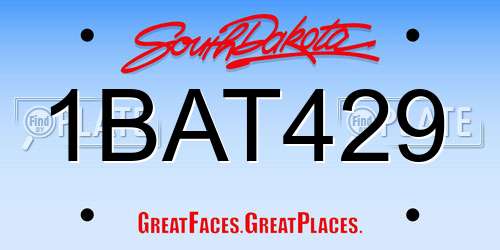 1BAT429 South Dakota License Plate