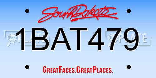 1BAT479 South Dakota License Plate