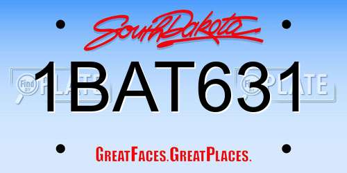 1BAT631 South Dakota License Plate