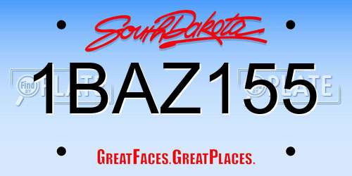 1BAZ155 South Dakota License Plate