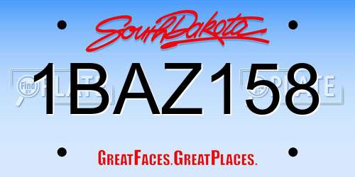 1BAZ158 South Dakota License Plate