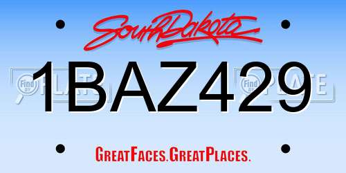 1BAZ429 South Dakota License Plate