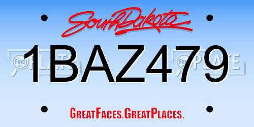 1BAZ479 South Dakota License Plate