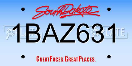 1BAZ631 South Dakota License Plate
