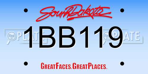 1BB119 South Dakota License Plate