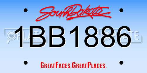 1BB1886 South Dakota License Plate