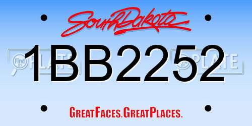 1BB2252 South Dakota License Plate